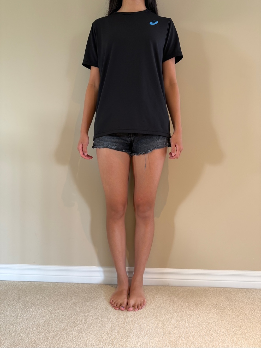 Asics Black Short Sleeve Tee with Blue Logo